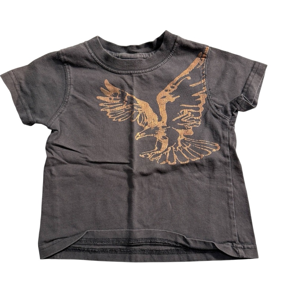 Cherokee Boys Eagle Graphic Short Sleeve Tee 12M Charcoal Gray Metallic Print